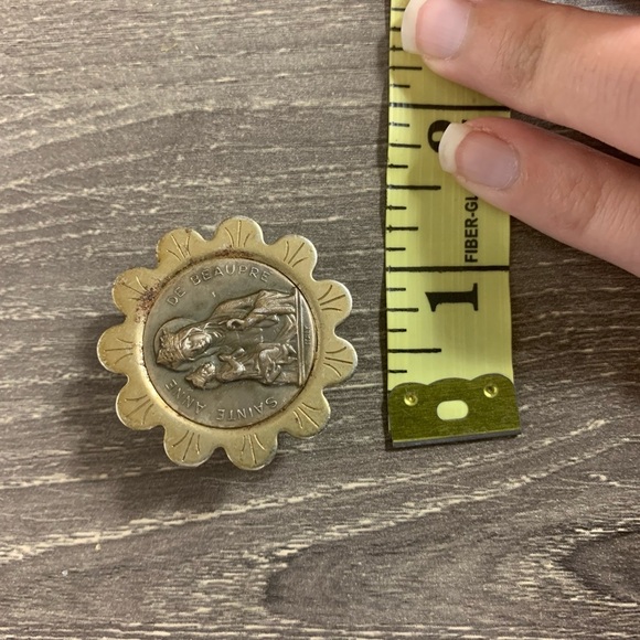 st anne de beaupre vtg mcm magnetic brooch religious Italy Green Duck Chicago - Picture 7 of 7